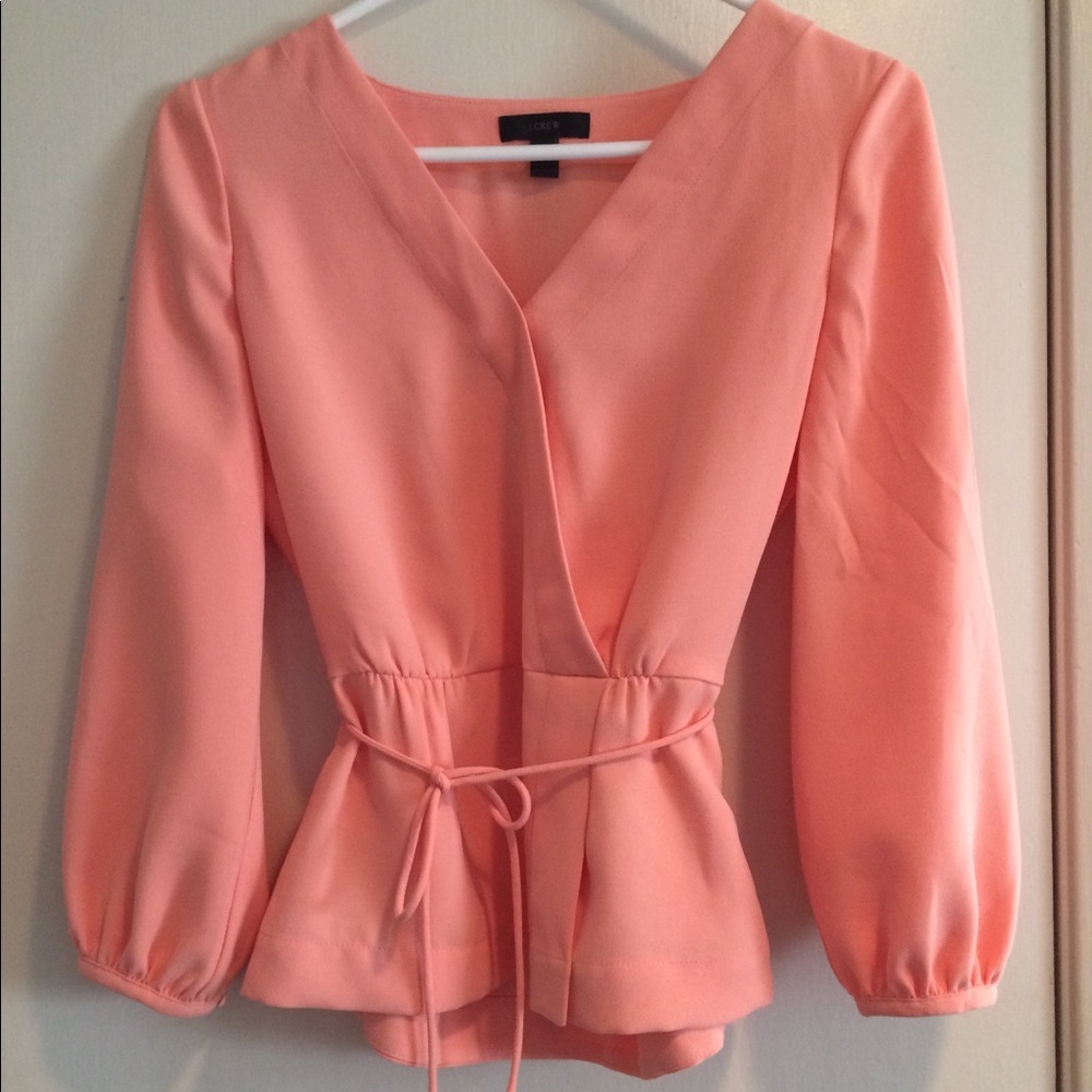 JCrew long sleeve peach blouse. Xtra small.
